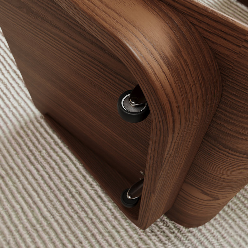 Table d'appoint moderne en forme de C 15 po avec roulettes, Noyer