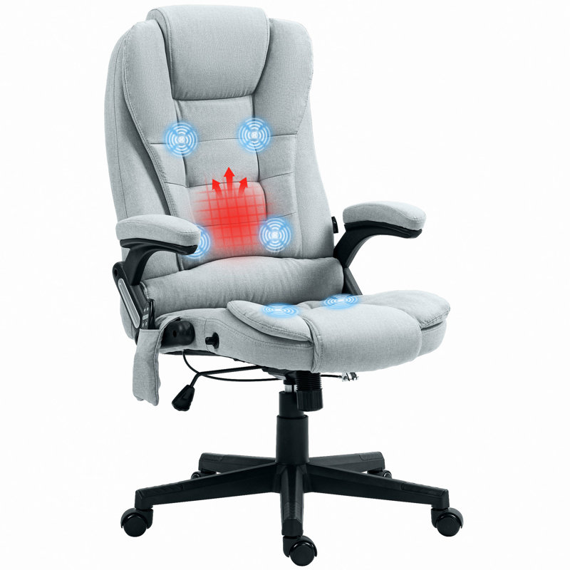 High Back Vibration Massage Office Chair With 6 Vibration Points, Light Pink, Velvet