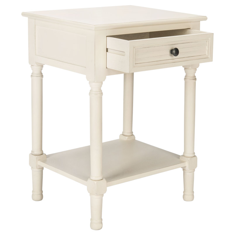 Russ End Table with Storage, Distressed White