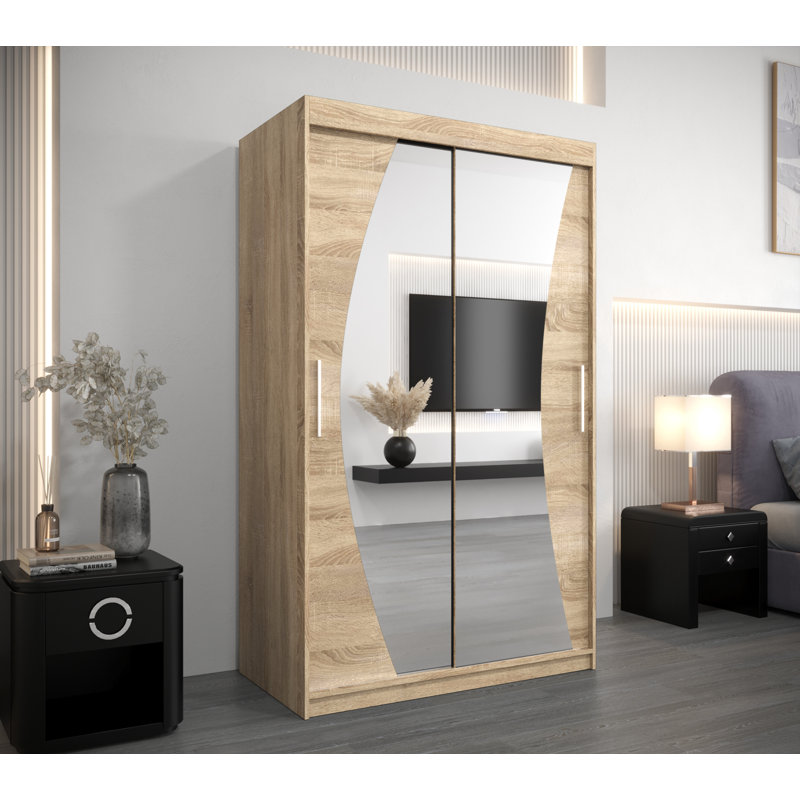 Aamira 2 Door Wardrobe, 200cm H x 120cm W x 62cm D, Sonoma Oak