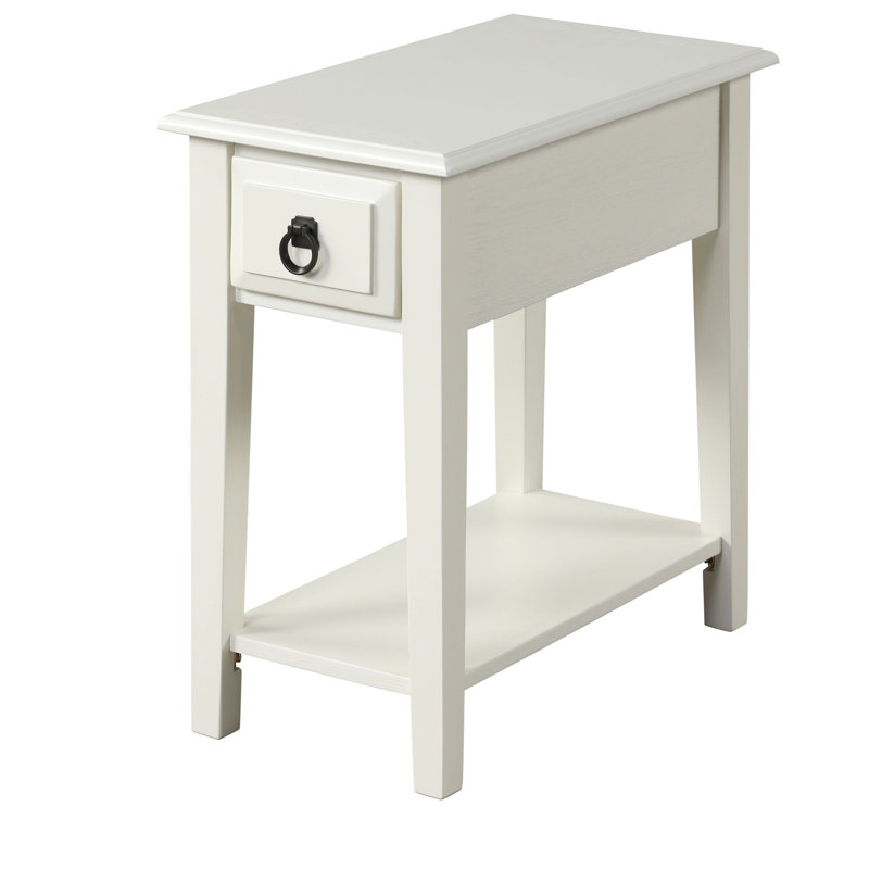 Table rectangulaire blanche avec tiroir et tablette pour le décor de la chambre à coucher, profondeur de 12 pouces