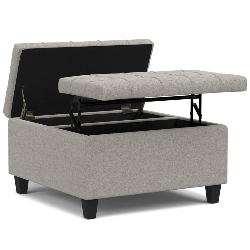 Table basse avec repose-pieds Harrison, H 16,5 po x L 30 po x l 30 po, Gris clair