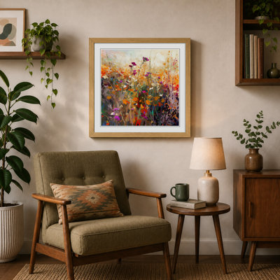 Wildflowers Glitch Art No.3 - Single Picture Frame Print on Wood