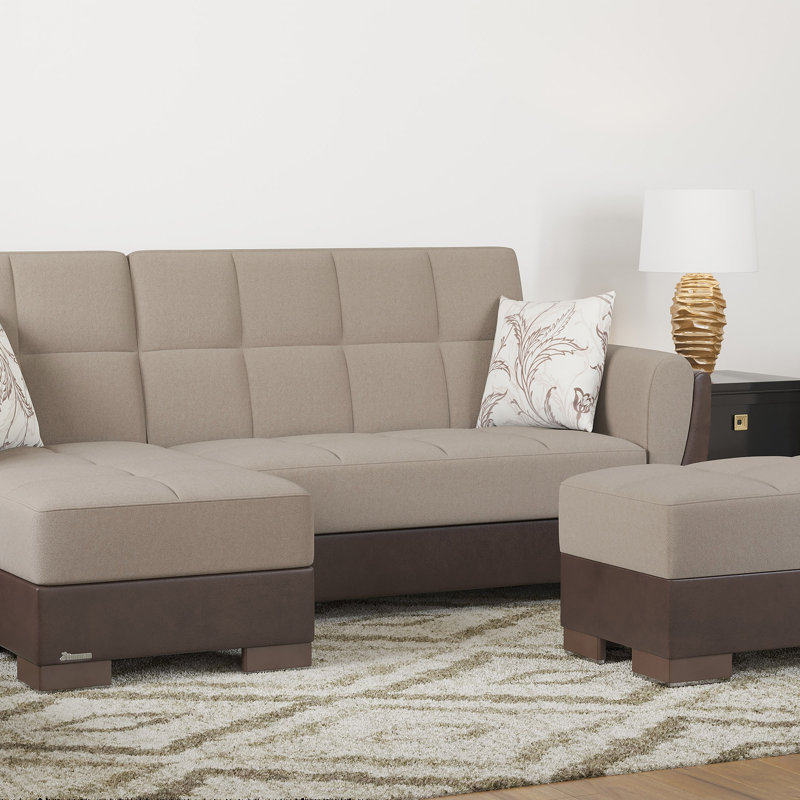 Repose-pieds avec rangement Primenest Skyhaven, Chenille brun