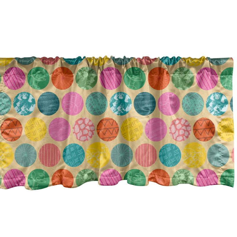 Cantonnière Ambesonne abstraite, paquet de 2 cercles colorés bleus sarcelle rose pâle