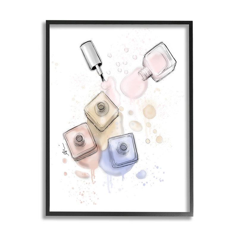Art de la giclée sur le vernis à ongles par Alison Petrie, H 30 po x l 24 po x P 1,5 po, Giclée encadrée noir minuit