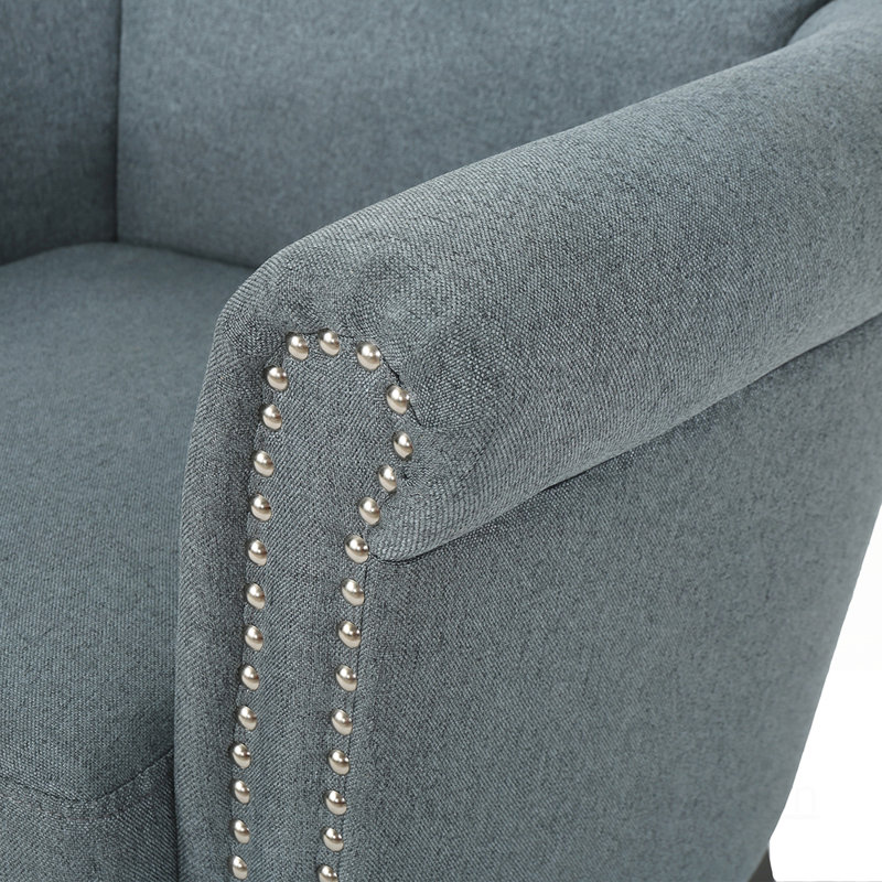Fauteuil en polyester de 29,5 po Hannon, Mélange de polyester bleu acier