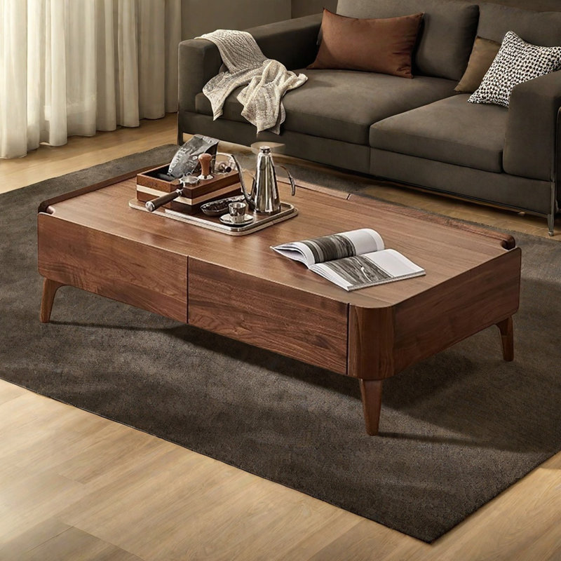 Table basse luxueuse en noyer noir clair