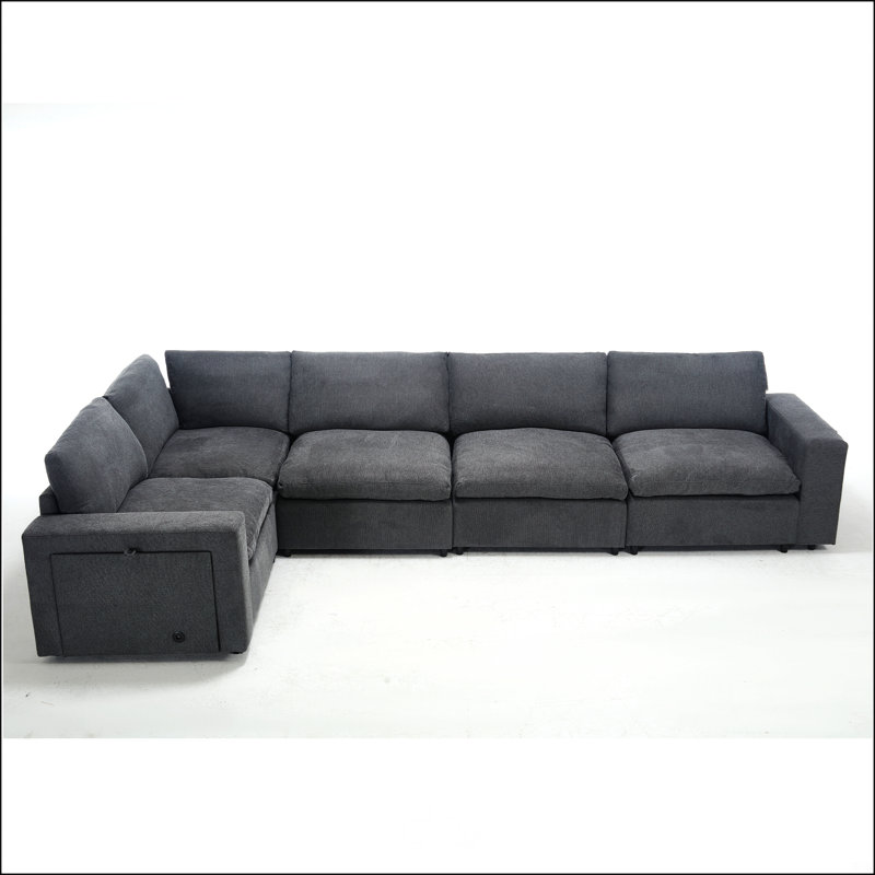 Canapé en L avec cachemire rembourré: design multifonctionnel, apparence de luxe moderne, Lin gris
