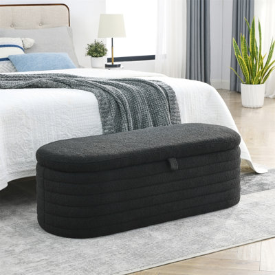 Welike Length 45.5 Inchesstorage Ottoman Bench Upholstered Fabric Storage Bench End Of Bed Stool With Safety Hinge For Bedroom -  Hokku Designs, 1779523AF29044A4A69711E371A36897