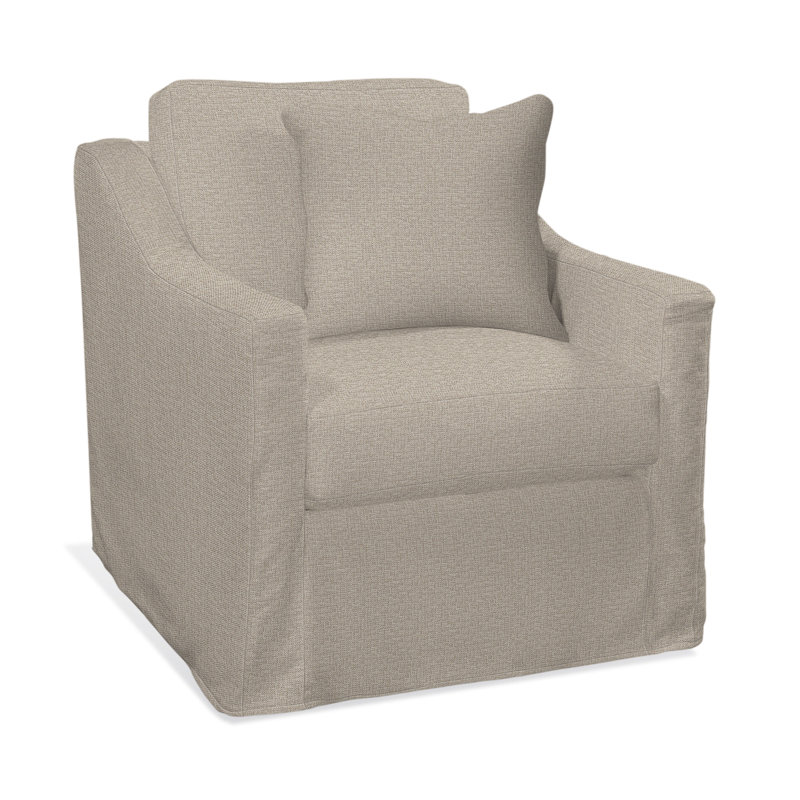 Oliver Boucle Cotton Slipcovered Chair, Beige Performance Fabric; 0851-73