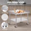 Table de travail en acier inoxydable, 76 x 91 x 76 cm, table de préparation alimentaire commerciale avec 4 roulettes, dosseret sur 3 côtés, table de travail robuste, roulettes, table de travail en métal pour restaurant, maison, hôtel