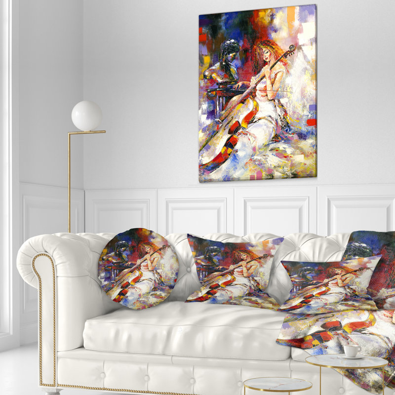 The Guitarists - Abstract Printed Throw Pillow