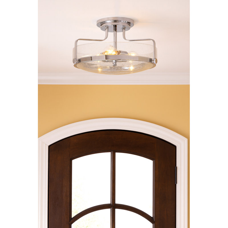 Harper 3-Light Semi-Flush Mount Retro Ceiling Light, Chrome, Large