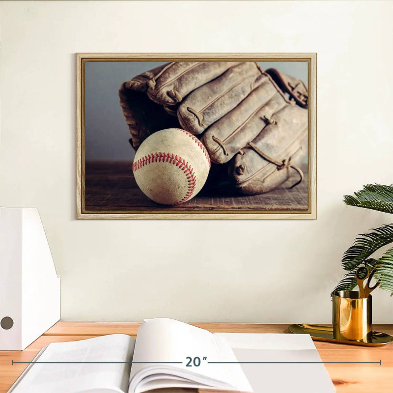 Souvenirs de baseball, Cadre flottant en bois naturel, 13 po x 9 po