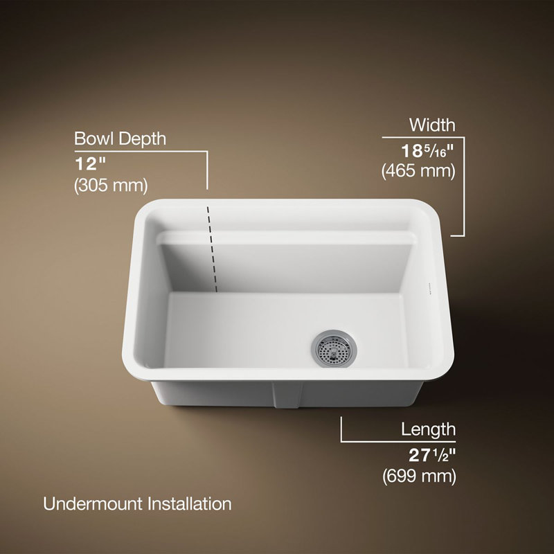 Cairn 27-1/2 in. X 18-5/16 in. X 12-5/8 in. Undermount Utility Sink, Matte White