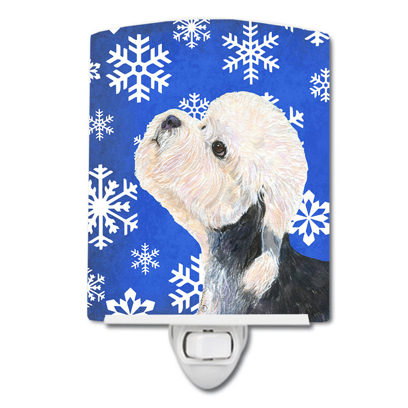 Éclairage pour nuit en céramique dandie dinmont terrier winter