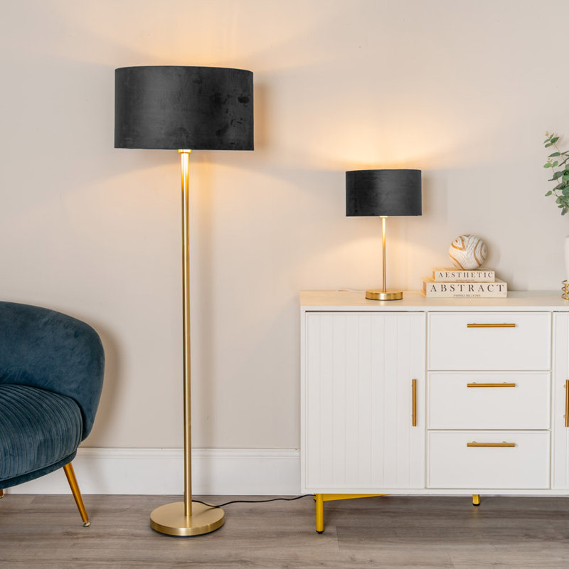Baillieu 148cm Traditional Floor Lamp, Yes, Polished, Black