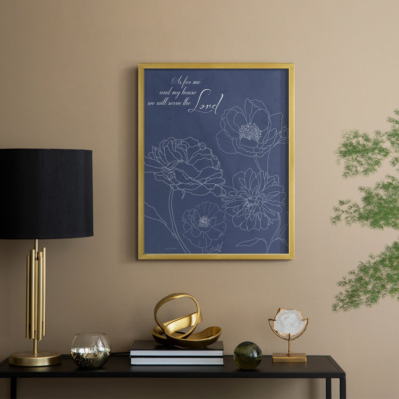 «Serve the Lord», reproduction d'art encadrée florale en bois massif, H 21 po x l 17 po, Doré