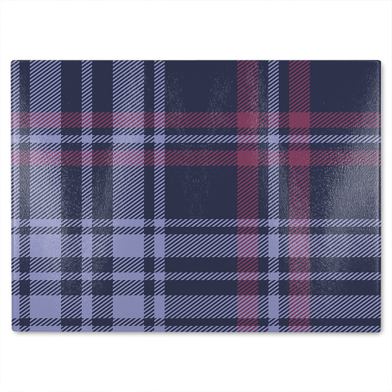 Tartan Plaid Pattern Glass Chopping Board