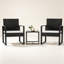 Ensemble de meubles de patio 3 pièces avec chaises en rotin d'osier et table basse pour cour extérieure, bistro, bord de piscine, design moderne-130139333