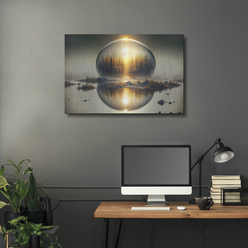  «Sunrise Globe» par Rey Klimt, art mural en métal, 36 po x 24 po