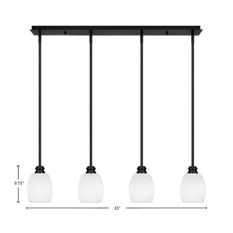 Luminaire suspendu linéaire 4 lumières Edge avec verre en lin blanc 5 po Edge, Espresso
