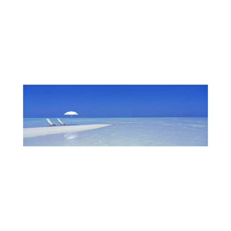 Serene Beach Scene, Maldives - Wrapped Canvas Panoramic Print, 121.92 cm H x 40.64 cm W x 3.175 cm D