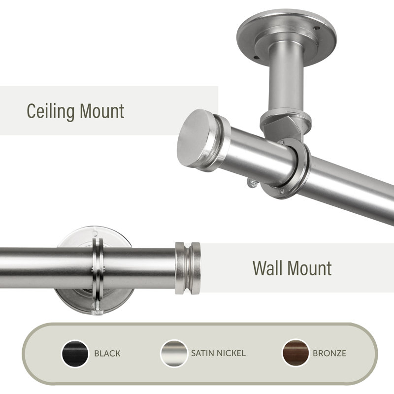 Tringle à rideaux simple 1 po Caidance, 28 po - L 48 po, Nickel satiné