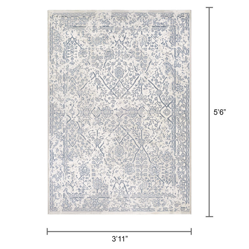 Tapis performance bleu ardoise Ouzts, Rectangle 3 pi 11 po x 5 pi 6 po