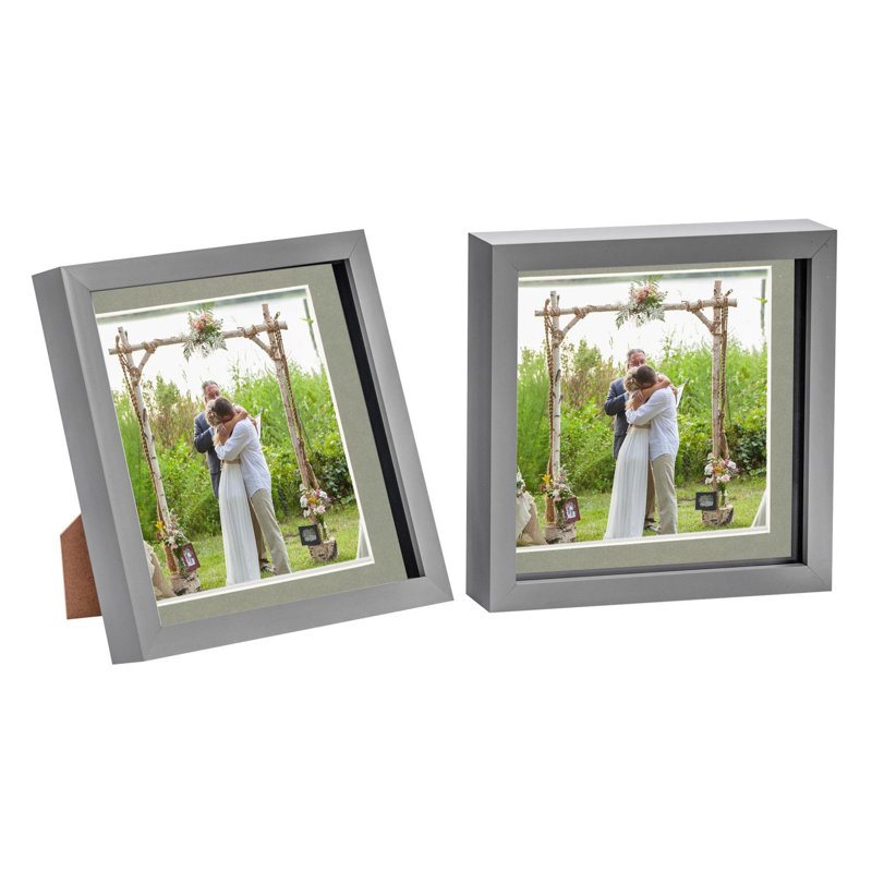 Nicola Spring - 3D Box Photo Frames, 22.5cm H x 22.5cm W x 3.5cm D, Grey/Grey