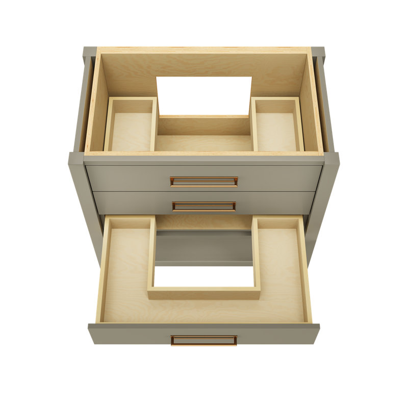 Kiawah Three-Drawer Single Bath Vanity, French Olive, Satin Gold, 36"