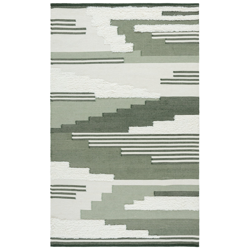 Kenya 280 Hand Woven 80% Wool; 20% Cotton Geometric Rug, Rectangle 5' x 8'