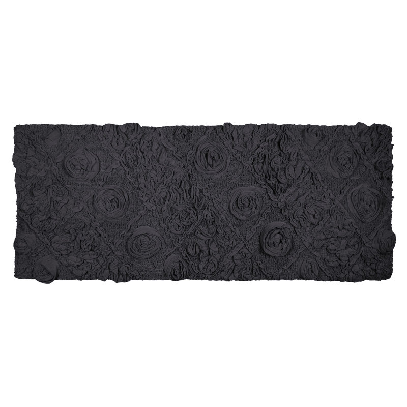 Schoenberger Floral Design Cotton Bath Rug, 54" L x 21" W, Gray