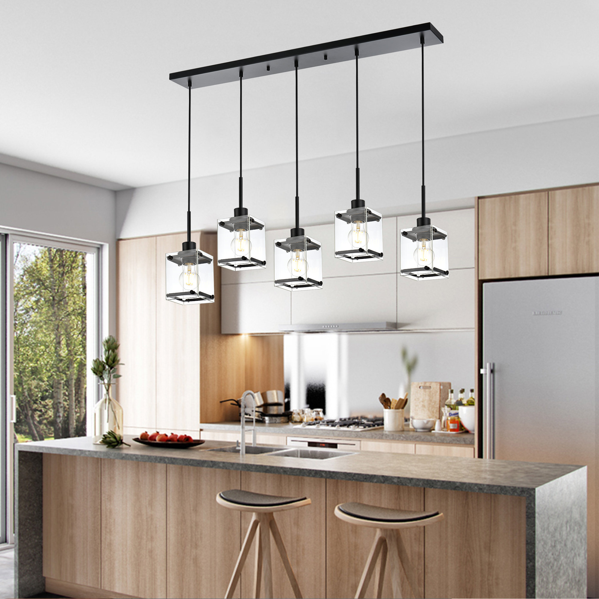 Industrial kitchen deals island lighting