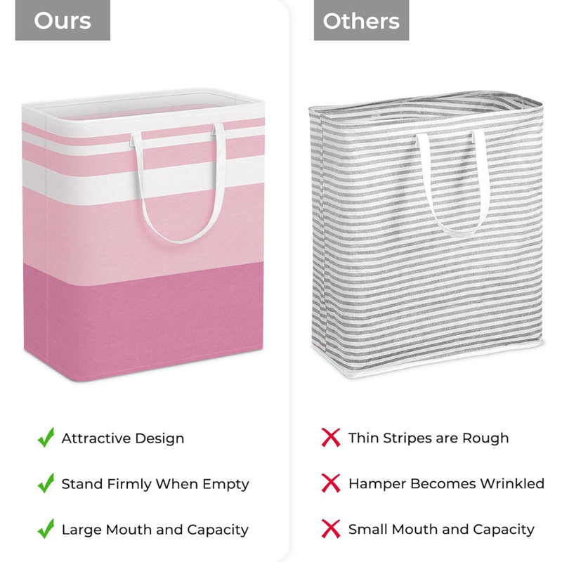 2 Pack Laundry Baskets Waterproof Freestanding Laundry Hampers Collapsible Clothes Hamper With Reinforced Handles In Laundry College Dorm Bathroom Bedroom