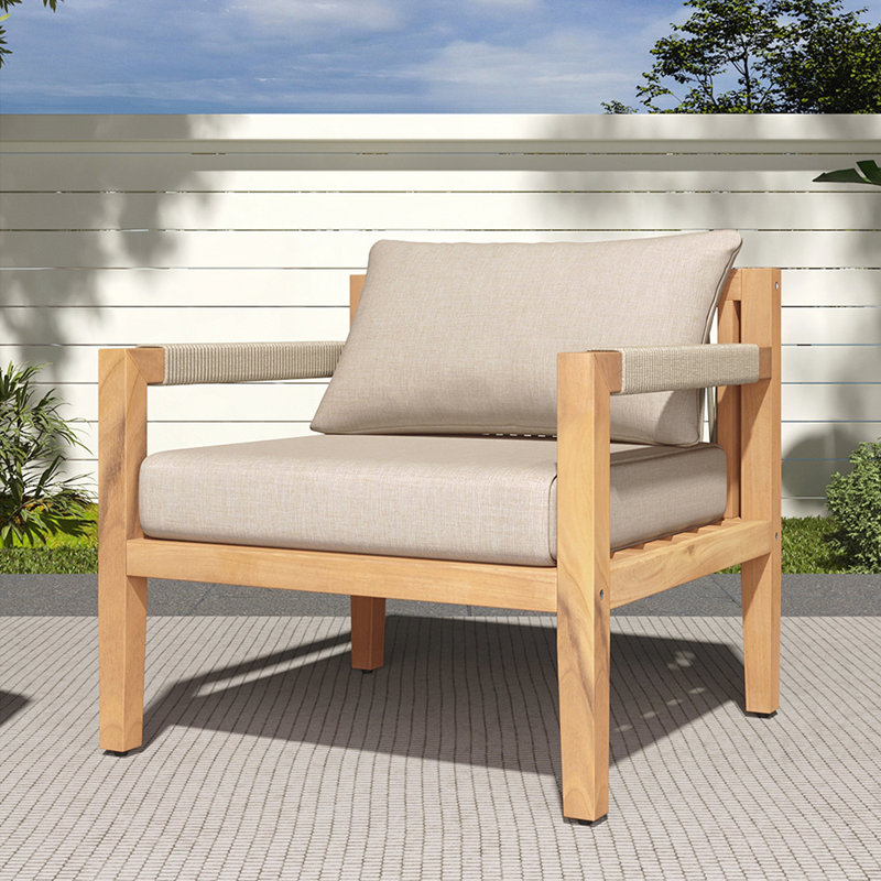 Fauteuil de patio extérieur en bois d'acacia