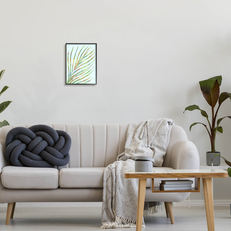«Vivid Palm Leaf», estampe numérique botanique par Lil 'Rue, Giclée encadrée noir minuit, H 14 po x l 11 po x P 1,5 po