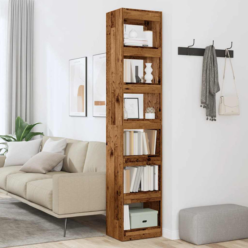 Garneta Bookcase, (4 Shelves) 198cmH x 40cmW x 30cmD, Old Wood
