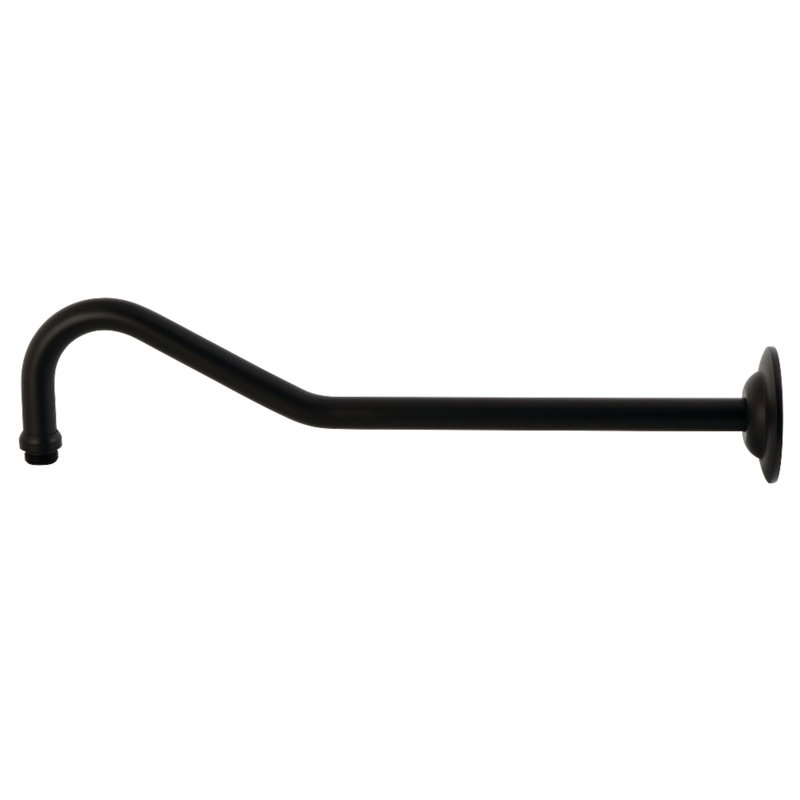 Kingston Brass Shower Scape 17-Inch Sheppard's Hook Rain Drop Shower Arm with Round Flange, Matte Black