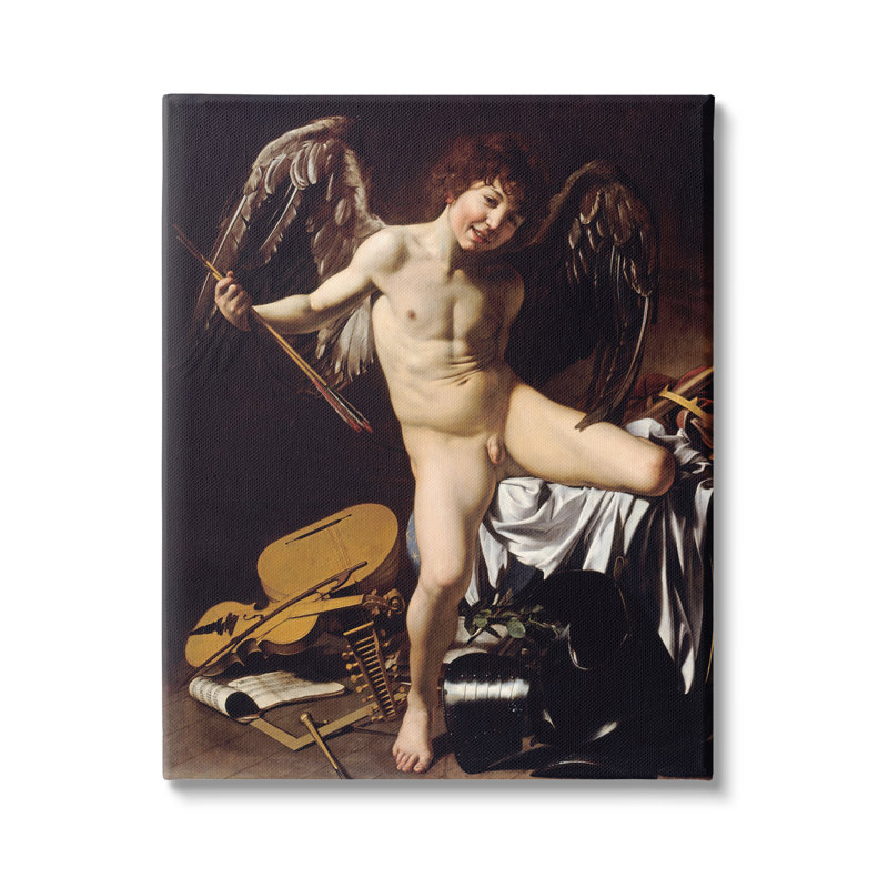 «Cupidon as Victor Caravaggio», peinture classique par Caravaggio - peinture sur toile, H 30 po x l 24 po x P 1,5 po