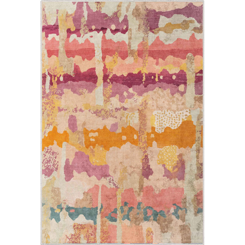  Tapis multicolore à vagues abstraites Apollo, Rectangle 5 pi 3 po x 7 pi 3 po 