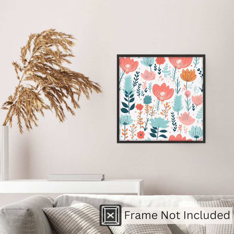 Impression florale scandinave florale, H 14 po x l 14 po