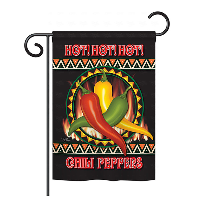 Drapeau maison en polyester 2 côtés chili poivres, H 18,5 po x l 13 po