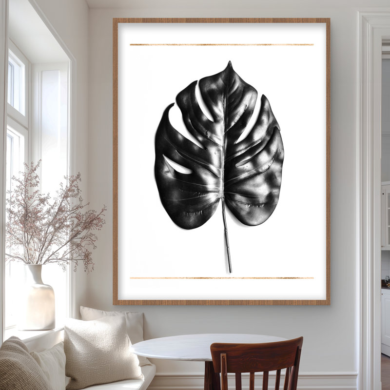 Feuille d'or Philodendron à feuilles divisées - impression de salon, H 48 po x l 36 po, Brun