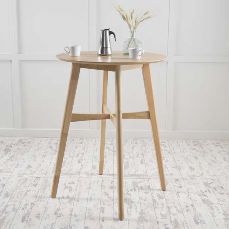 Table de bar ronde en bois Mid-Century, H 42 po x L 31,5 po x l 31,5 po, Chêne