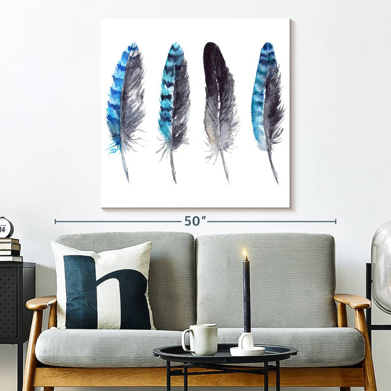Kerner Blue Jay Feathers, 33" H x 33" W