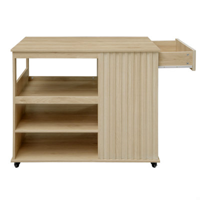 Kitchen Island Cart,Rolling Serving Utility Trolley Cart Kitchen Island With Storage Drawer Wine Rack Lockable Casters by Ebern Designs