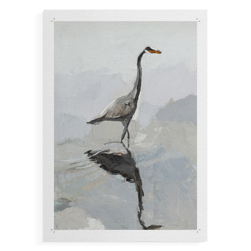 Héron - reproduction de toile seulement - NON-CADRE, H 60 po x l 40 po
