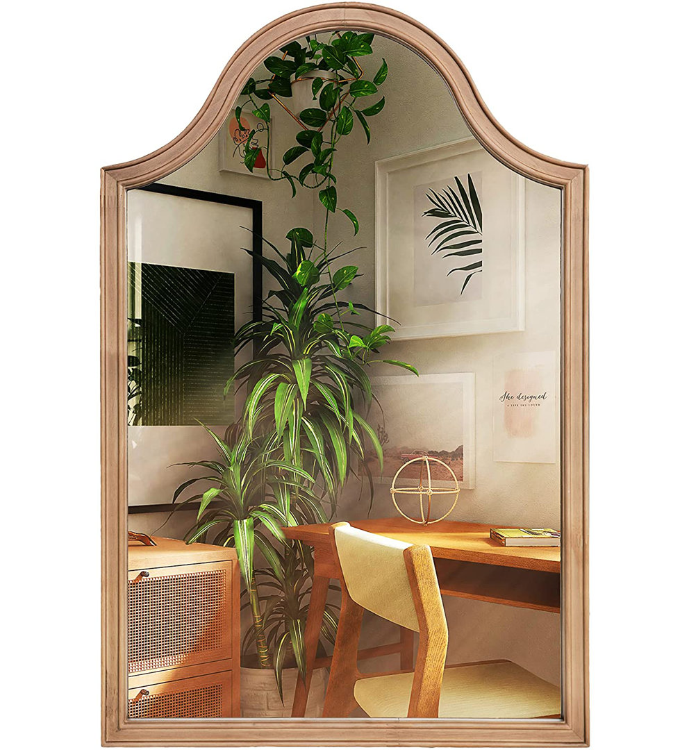 Magnus Farmhouse Arched Wood Wall Mirror for Bathroom Bedroom Red Barrel Studio®
